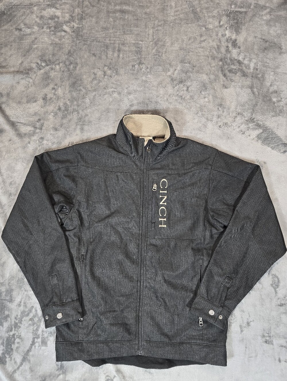 Chinch Concealed Carry Bonded Softshell Textured Jacket Size Small Charcoal Gray